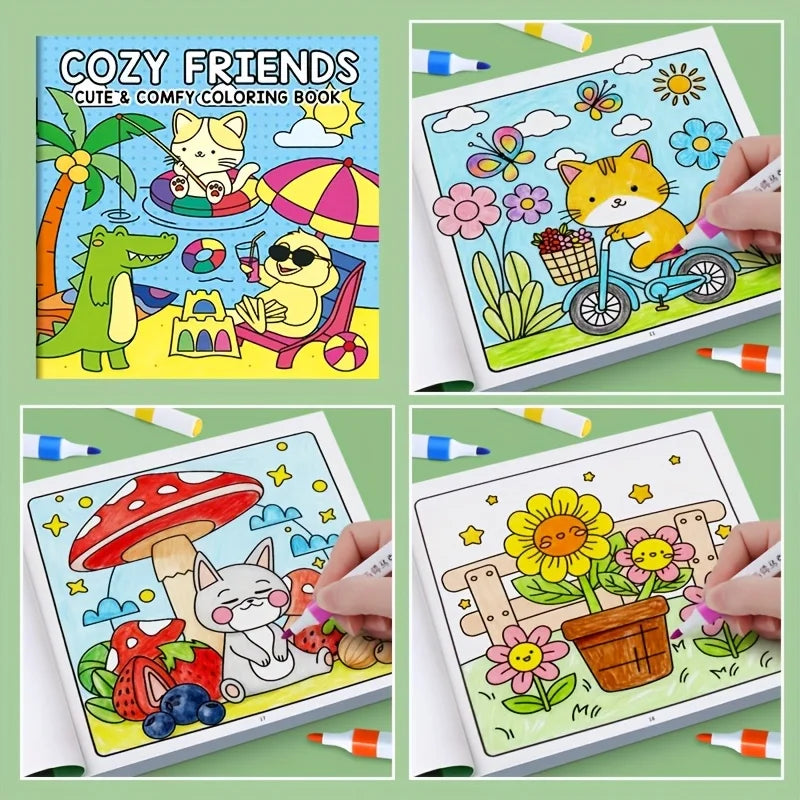 1 Book, 24-page Fun Coloring Book, Animal World, Girl's Time, Ocean Animal Theme, Children and Adult Drawing Picture Book