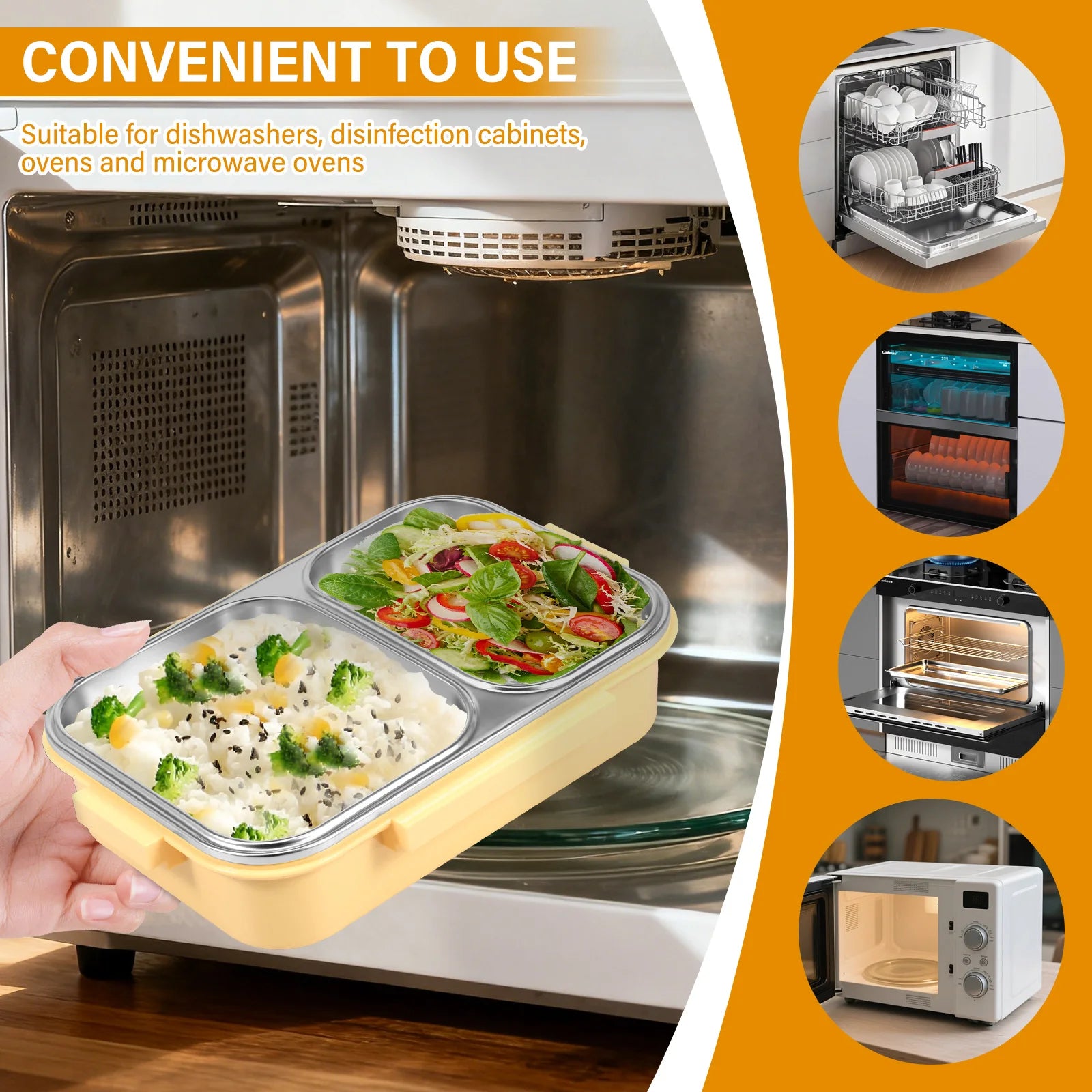 Bento Lunch Box Metal Food Box Kid Student High Capacity Microwae Food Storage Containers Portable Leakproof Office School Camp