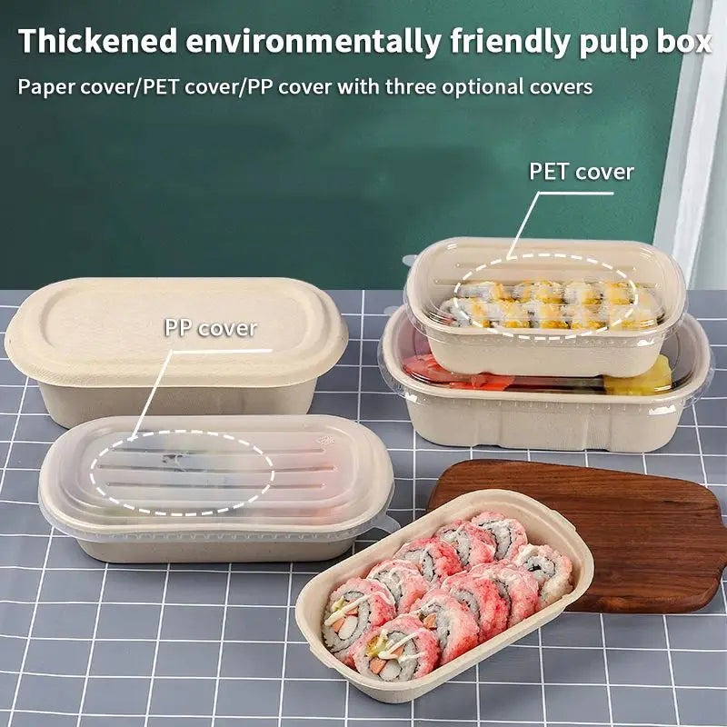 Bio-Degradable Disposable Pulp Salad Box; Quick Removal Fat Reducing Pulp Lunch Container; Light Meal Bento Box