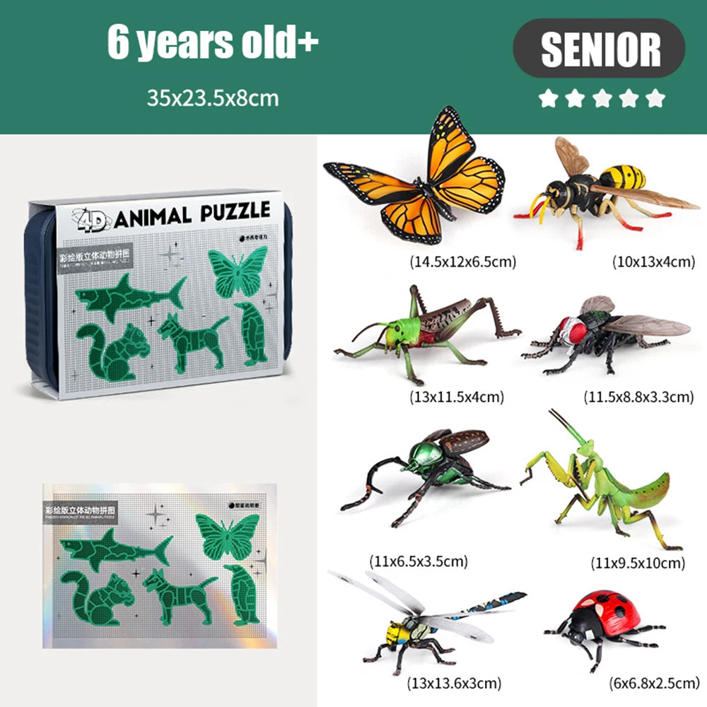 New DIY Assembled Simulated Insect & Animal Model - Children's Room Desktop Decoration Ornaments, Educational Toys & Kids' Gift