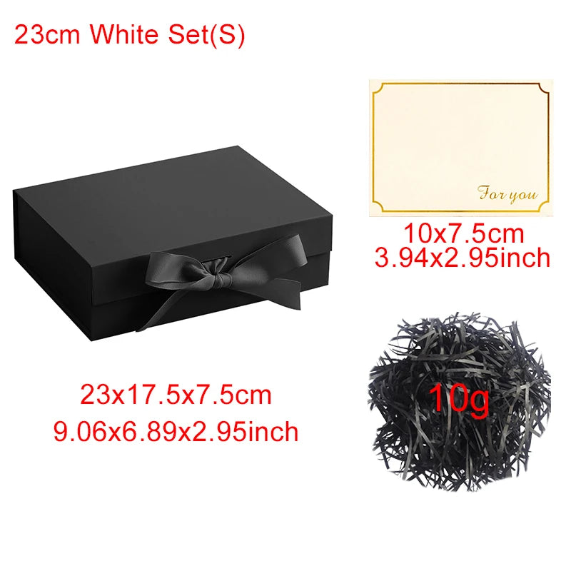 1 Set 23cm Luxury Ribbon Gift Box with Lafite Grass Bronzing Envelope Greeting Card Storage Party Wedding Souvenir Packaging ZYF