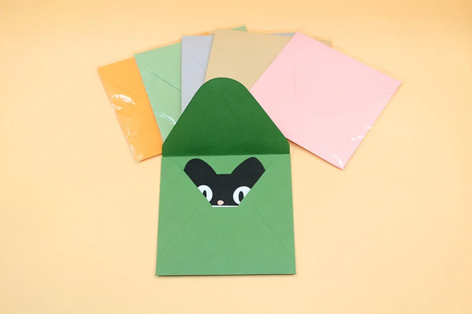 9pcs Cartoon Gifts Card Folded Envelope Greeting Card Cute Animals Holiday Wishes Postcards for Kids Birthday Baby Shower Decor