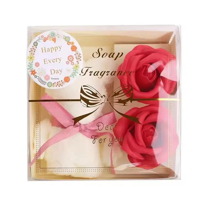 1Set Towel Bear Soap Flower Gift Box,Valentine's Day,Wedding,Mother's Day Christmas Gift Birthday Party Baby Shower Guest Favors