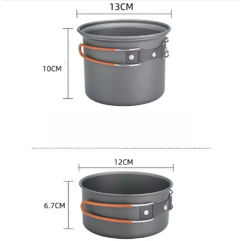 Outdoor Gray Durable Camping Pot Outdoor Cooking Gear Portable Cookware Hard Anodized Aluminum Ultralight Cookware Set