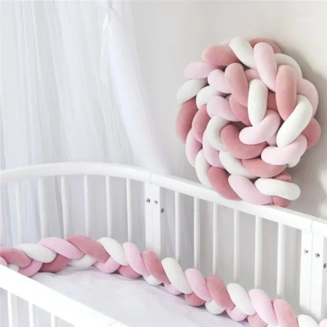Baby Crib Protector Bed Braid Knot Cushion for Infant Kids 3 Shares Toddler Baby Bed Bumpers In The Crib Newborn 1M/2M/3M/4M