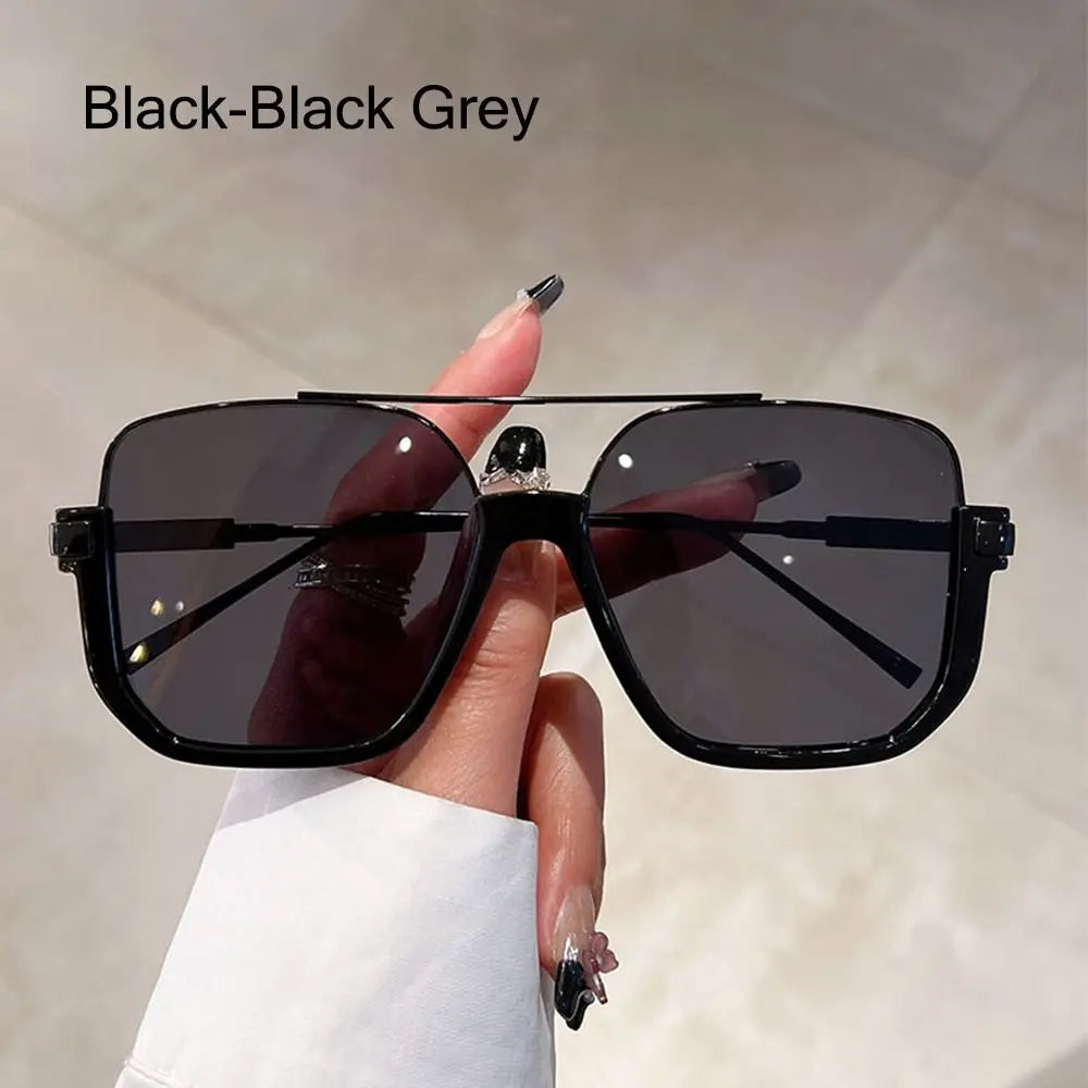1PC Vintage Oversized Sunglasses Fashion Square Shades For Women Men Trendy Popular Half Metal Frame Eyewear UV400 Sun Glasses