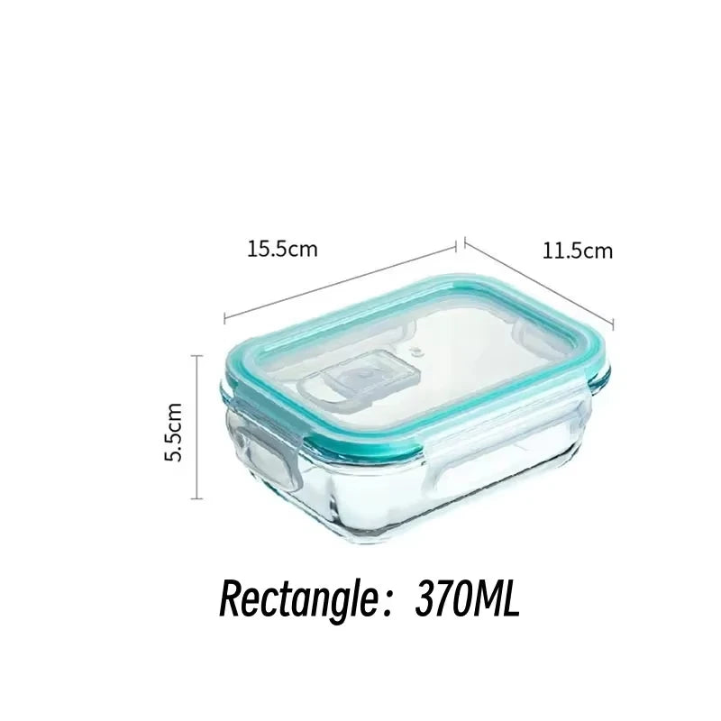 Glass Bento Lunch Box，Kitchen Organizers Food Taper Storage Side Dish Meal Prep Airtight Containers Food Preservation Box Tuppe