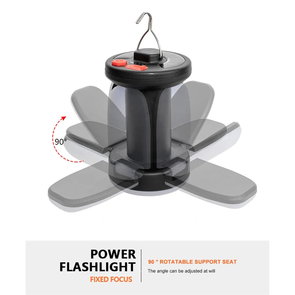 Rechargeable LED Camping Lantern With folding LED floodlight Portable Tent Light With 3 Light Modes For Camping, Hiking, Fishing