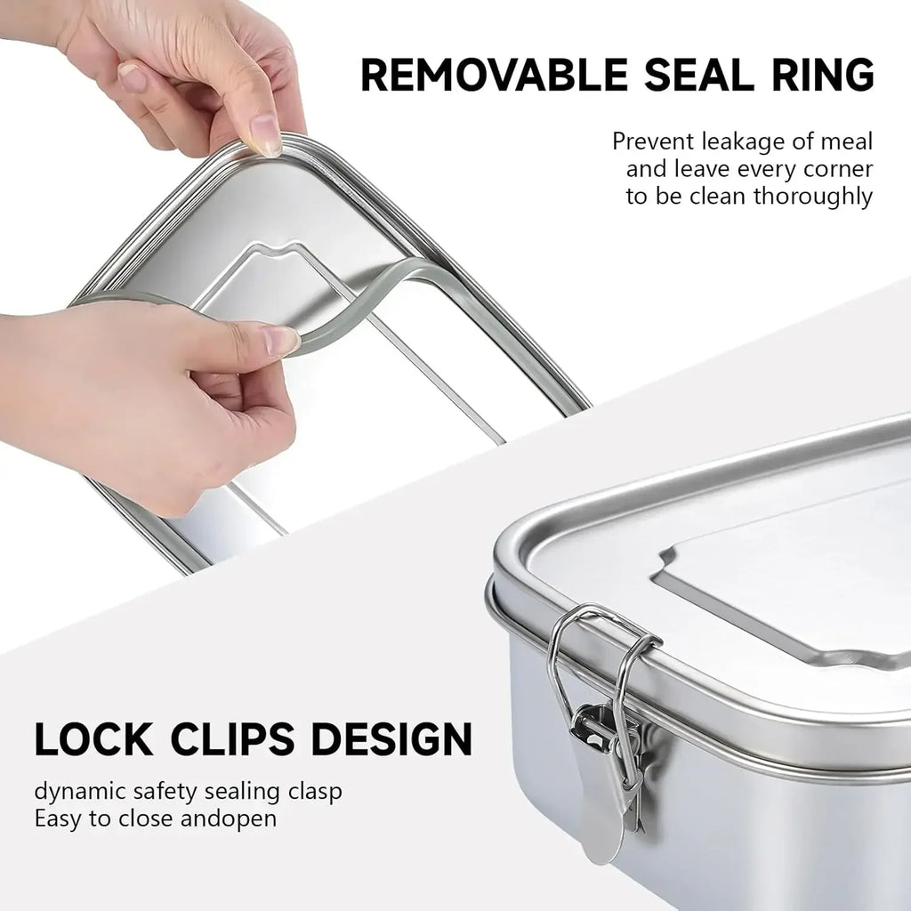 Bento Lunch Box adults, 304 Stainless Steel airtight lunchbox Food taper Meal Prep Containers,Packed lunch Bento Box BPA-free