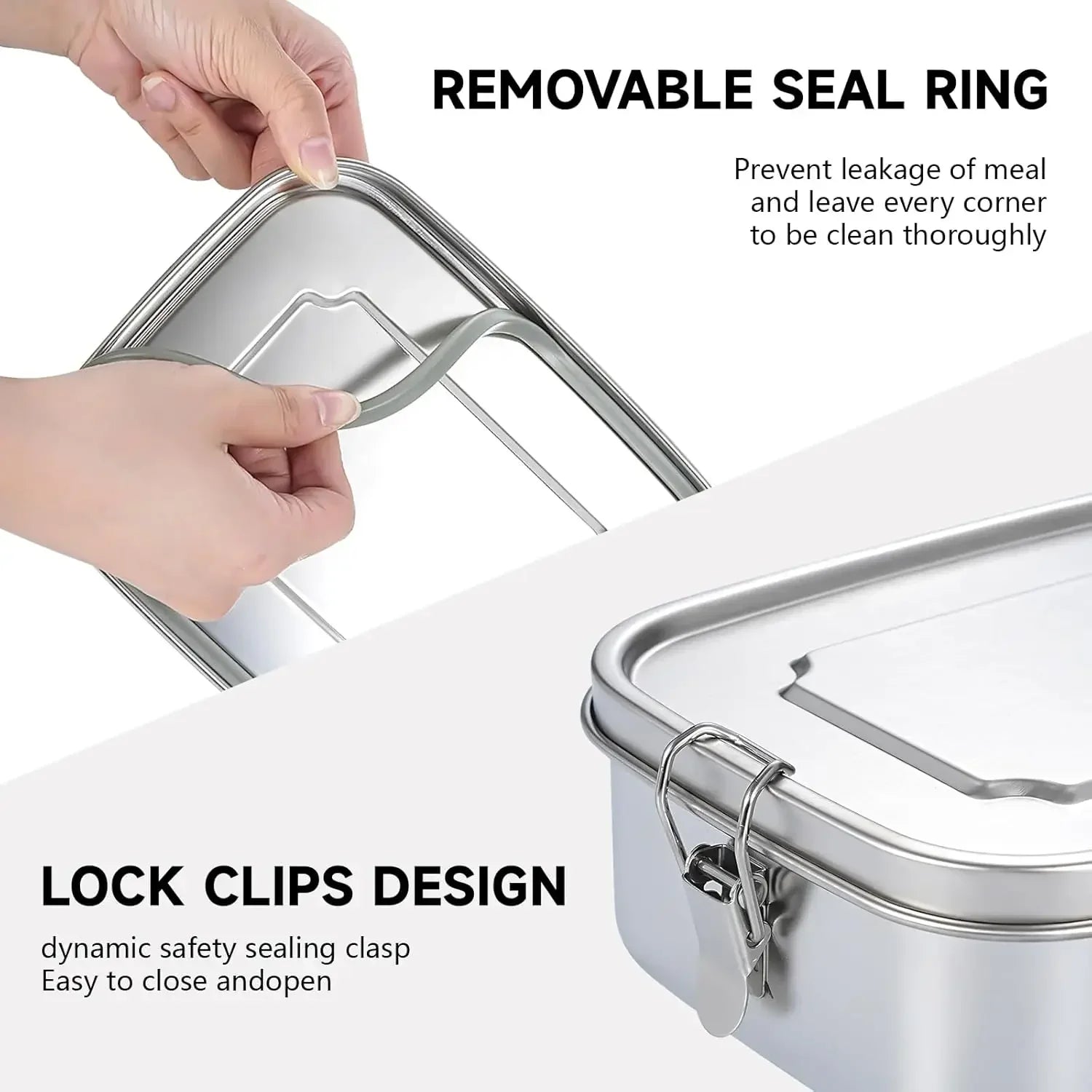 Bento Lunch Box adults, 304 Stainless Steel airtight lunchbox Food taper Meal Prep Containers,Packed lunch Bento Box BPA-free