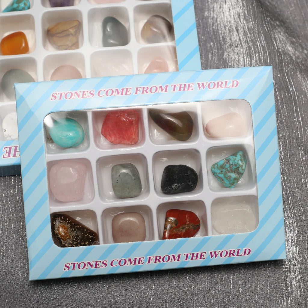 1set Natural Mineral Specimen Gift Box, Gemstones Collectible Sample, Home Student Decoration, Healing Stones, Gift Collection