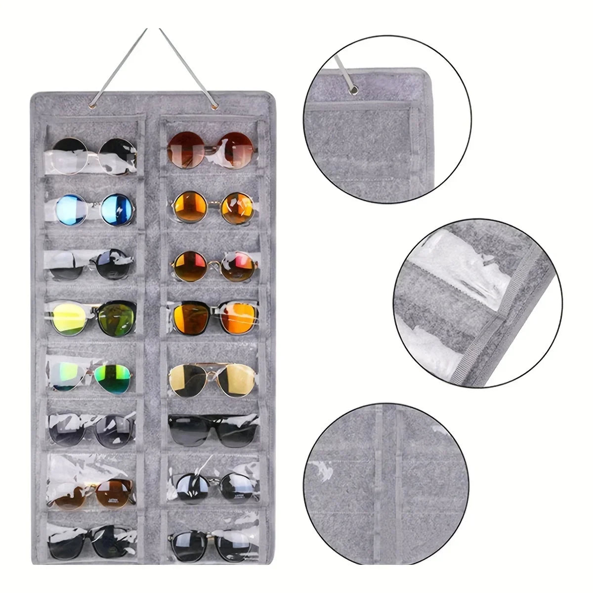 16 Slot Felt Glasses Storage Bag Used for Storing Sunglasses Glasses Display Stands Hanging Bags Wall Pockets Storage Bags