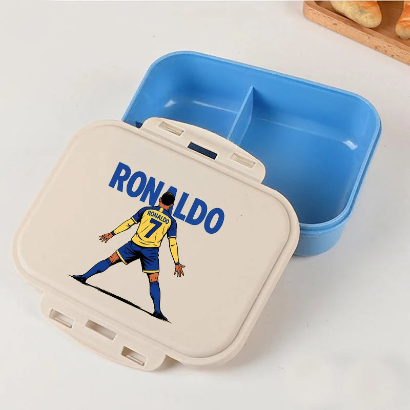 Football Star Ronaldos Bento Lunch Box Kawaii Portable Bento Boxs Student Hermetic Food Crisper Single Layer Capacity Kids Gift