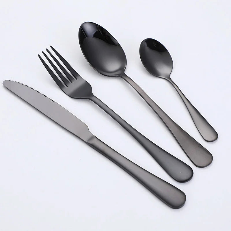 30 piece cutlery set gift box set stainless steel knives, forks, spoons, dining utensils, flat bottomed pans set holiday kitchen