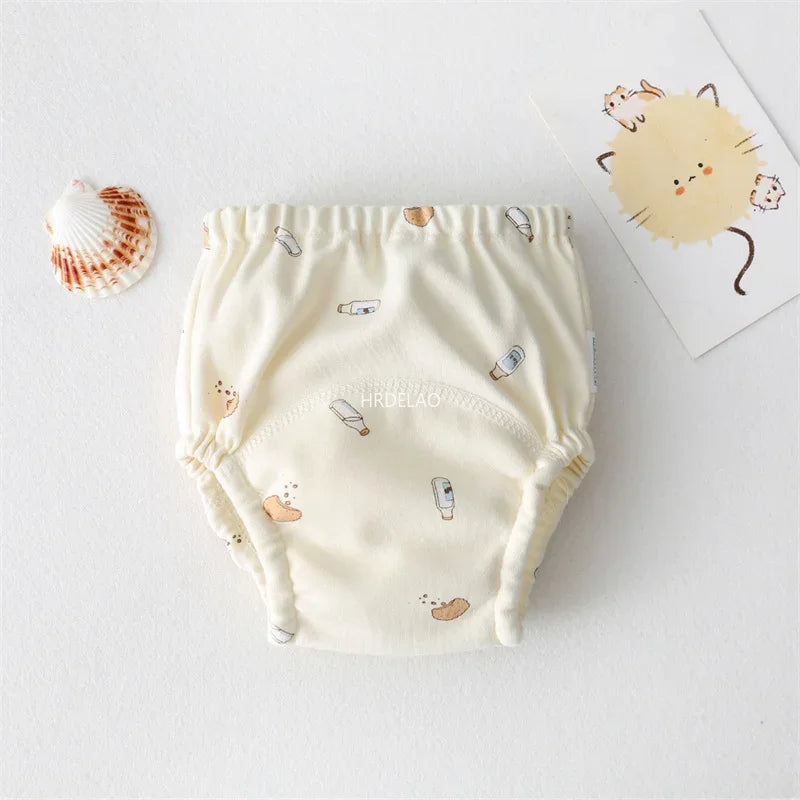 Baby Cartoon Cotton Animal Bear Squirrel Vegetable Waterproof Diaper Pockets Diapers Training Pants Gauze Diaper Learning Pants