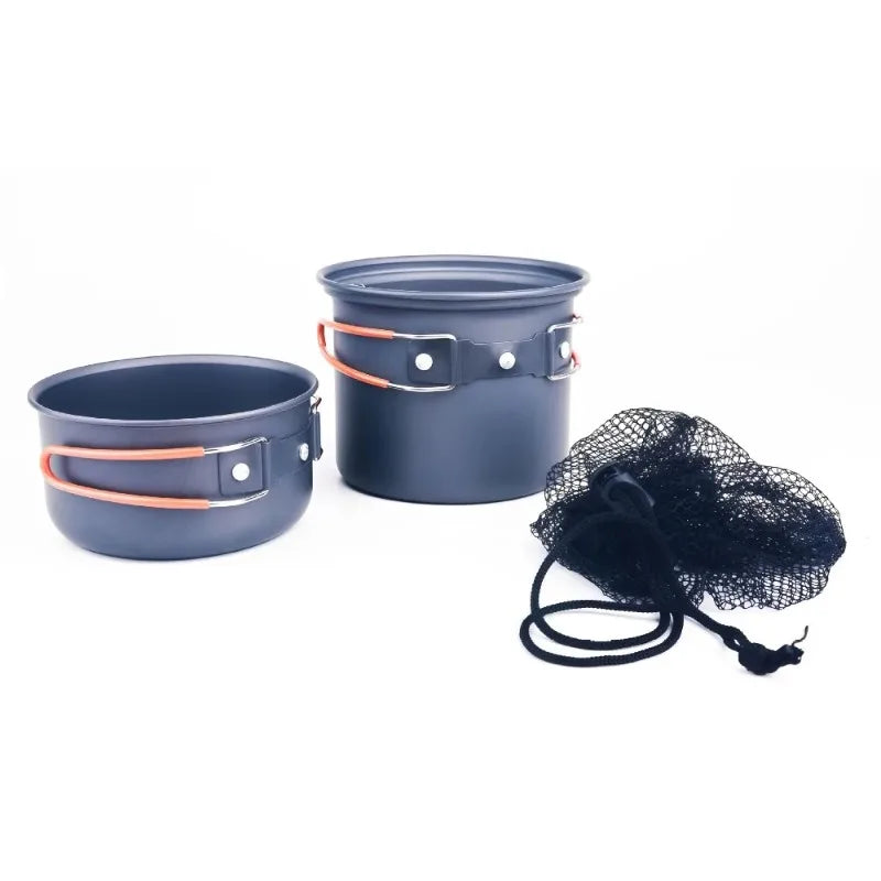 Outdoor Gray Durable Camping Pot Outdoor Cooking Gear Portable Cookware Hard Anodized Aluminum Ultralight Cookware Set