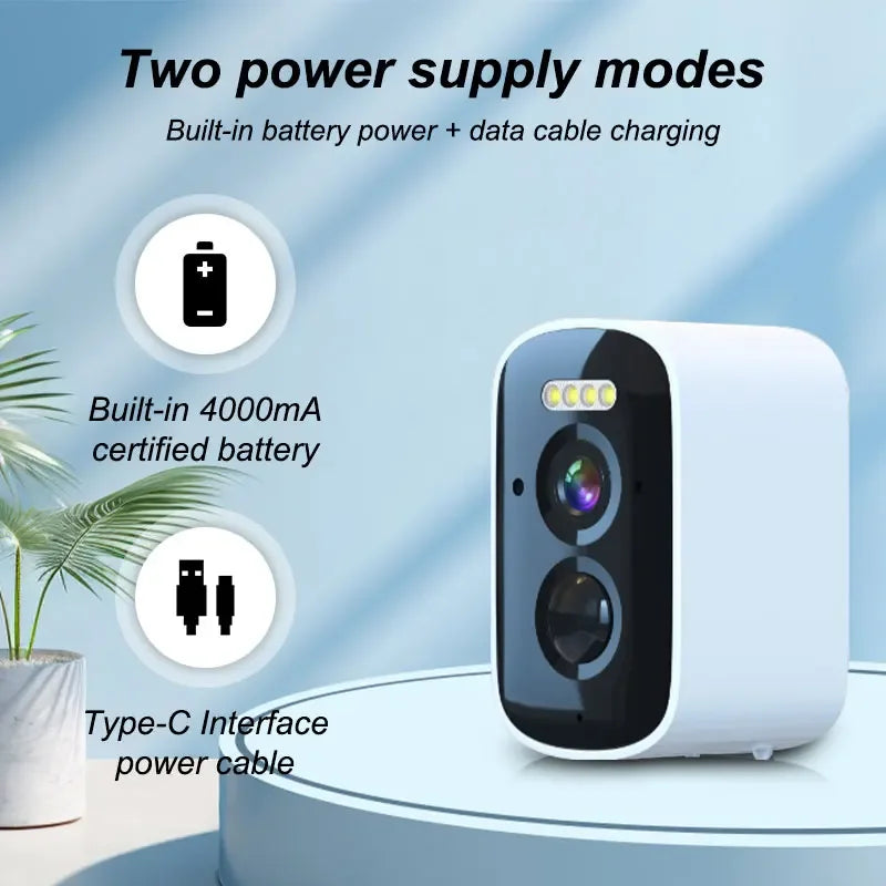 Security Cameras Wireless Outdoor, 4K 4MP Battery Powered WiFi Security Camera with Spotlight Siren, 2-Way Audio, Waterproof