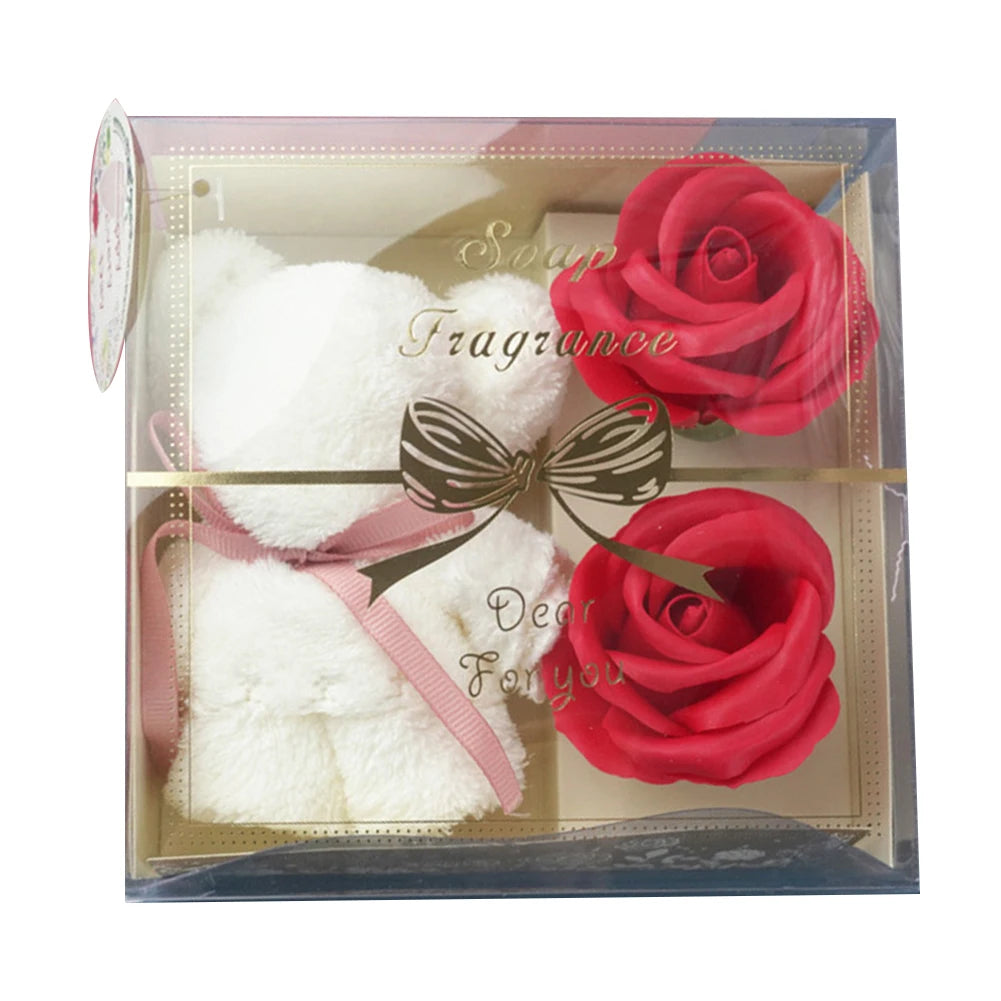 1 Set Soap Rose Flowers Bear Gift Box Xmas Birthday Valentine Wedding Gifts for Girlfriend Women Wife Mother's Day Present