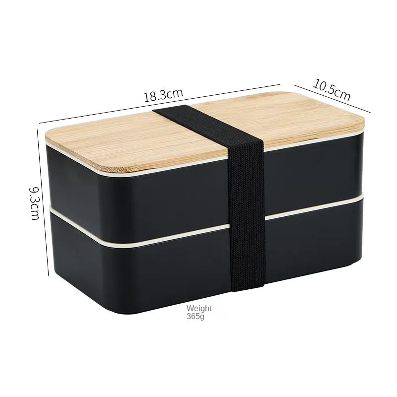 Minimalist Japanese Style Bento Box Double-layer Lunch Box with Cutlery Divided Student Lunchbox Set - Knife Fork Spoon Included