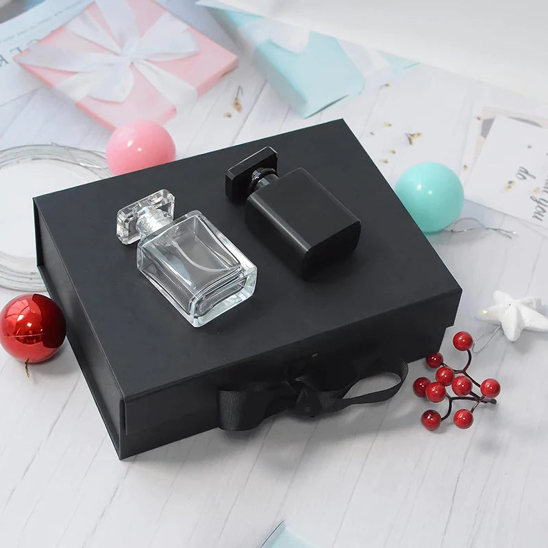 1 Set 23cm Luxury Ribbon Gift Box with Lafite Grass Bronzing Envelope Greeting Card Storage Party Wedding Souvenir Packaging ZYF