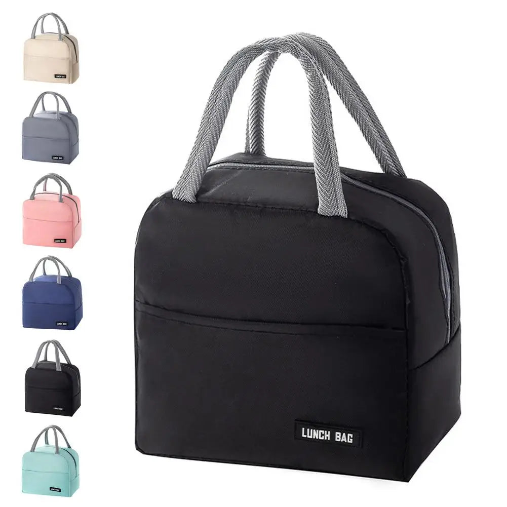 New portable lunch box bag solid color thickened thermal insulation bag insulated bento bag School work lunch bag with meal meal