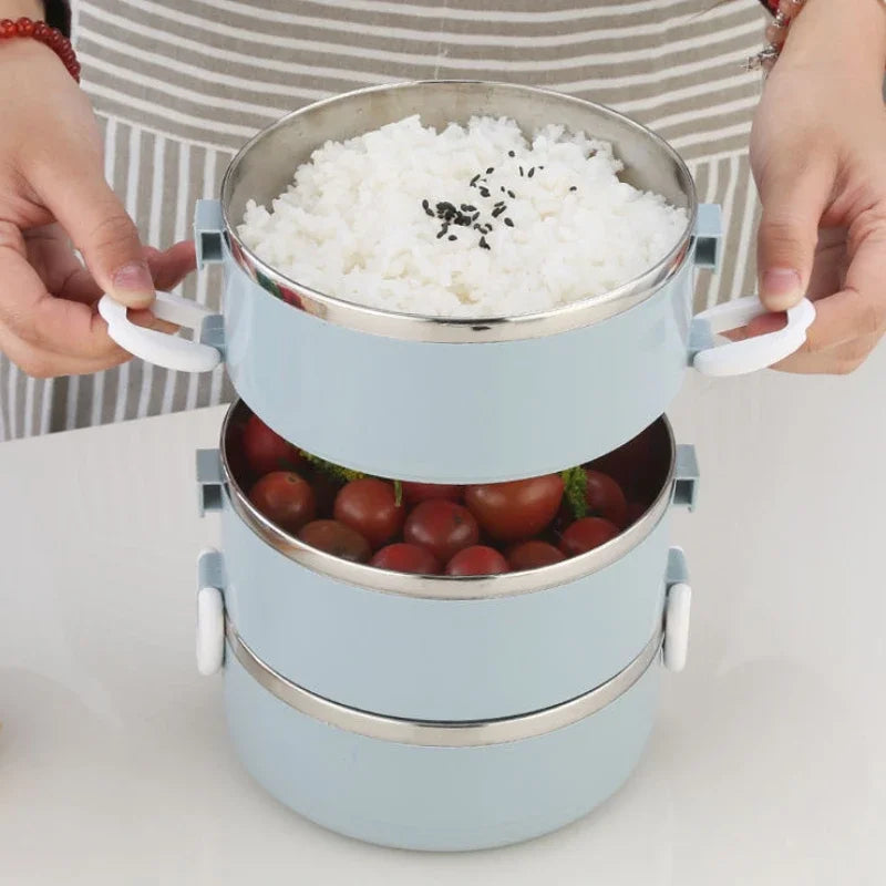 3 Layer Bento Box Stainless Stee Large Capacity Thermal Insulation Lunch Box Portable Students Office Workers Food Containers