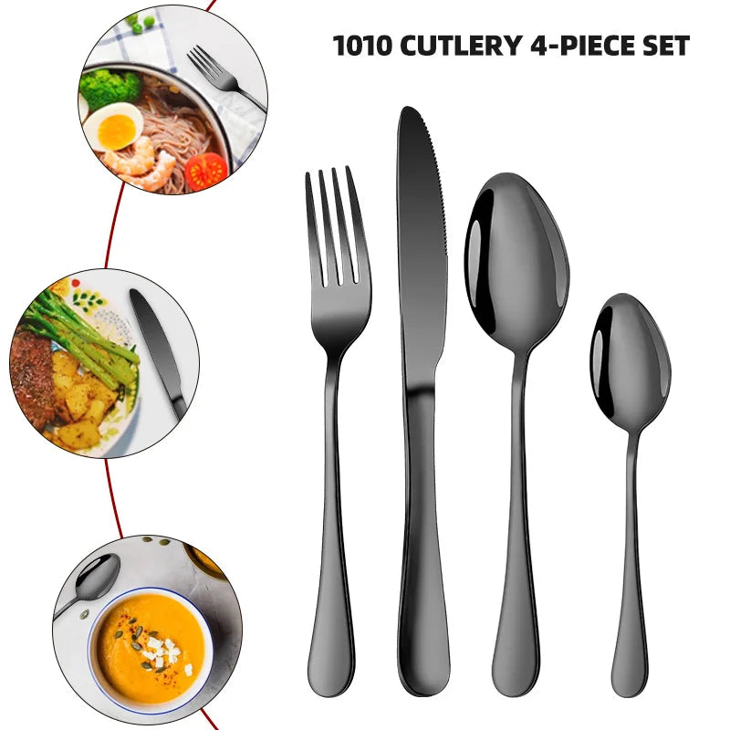 30 piece cutlery set gift box set stainless steel knives, forks, spoons, dining utensils, flat bottomed pans set holiday kitchen