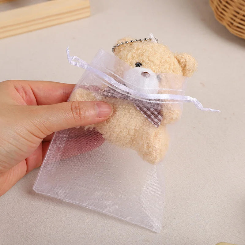 10-30Sets Bear Gift with Organza Bag Thank You Card for Baby Shower Wedding Decoration Supplies Kids Birthday Party Guest Gift