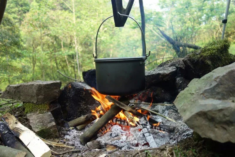 Outdoor Hanging Pot, Camping Pot, Large Barbecue Pot, Self Driving Portable Cookware, Outdoor Cooking Set, Picnic Non Stick Pot