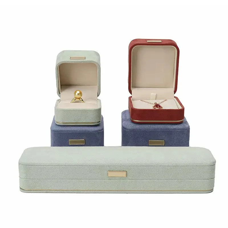 Luxury Velvet Jewelry Set Gift Box Mint Green Storage Organizer for Ring Bracelet Necklace Pendant Bulk Quantity