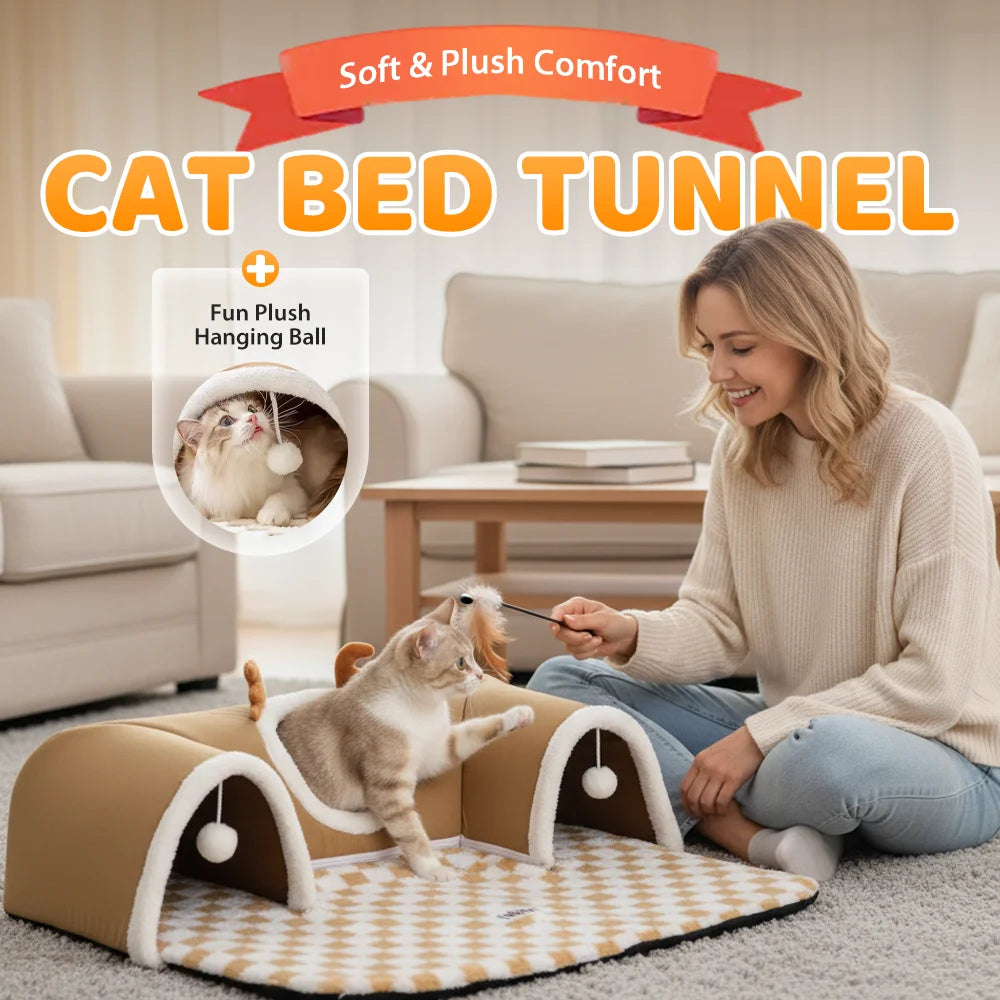 Cat Bed Tunnel  Spacious & Durable Design
