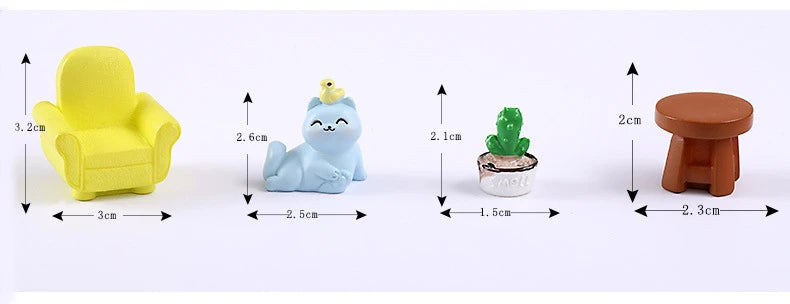 Daily Life Of Cat Statue Figurine Animal Model Cute Cat Small Sofa Furniture Decor for Room Birthday Toy for Kid Home Decoration