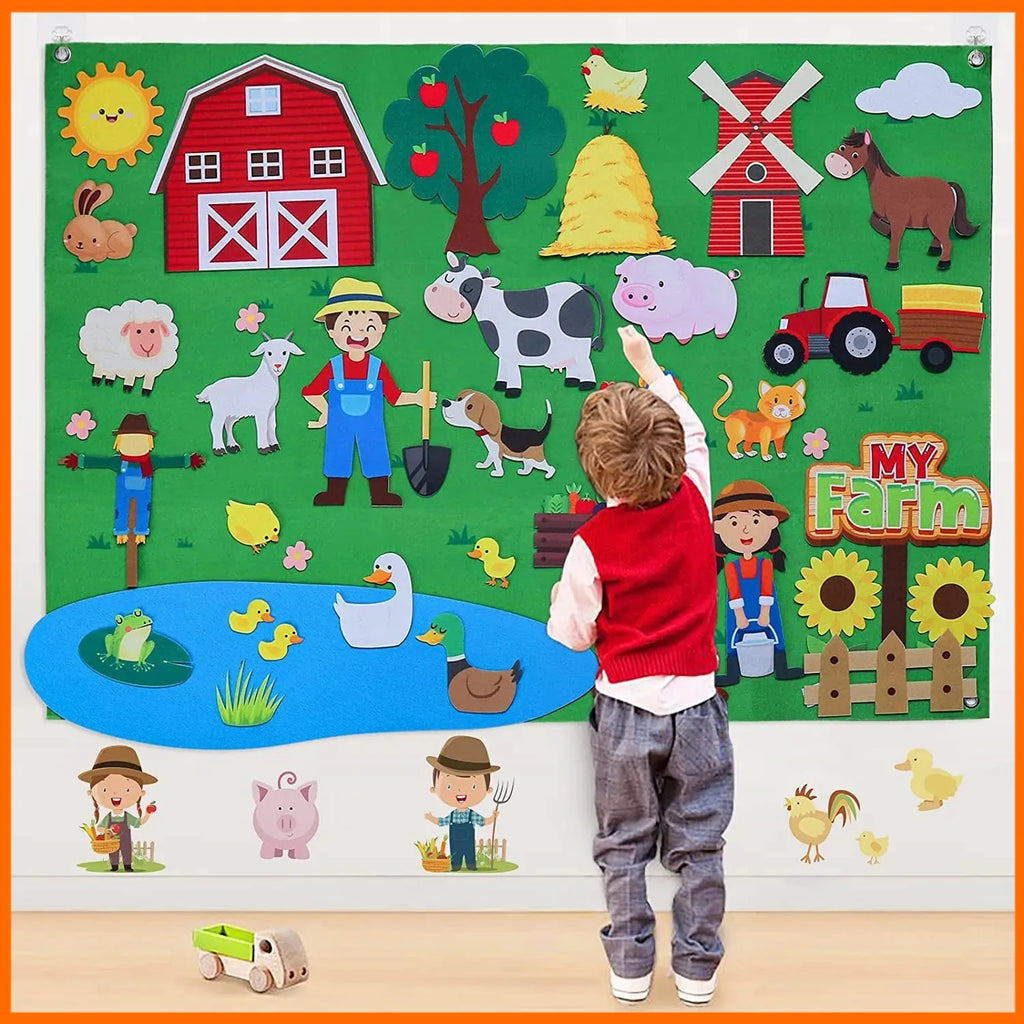 Farm Animals Felt Story Busy Board Set Toddlers Preschool Farmhouse Themed Early Learning Storytelling Interactive Play