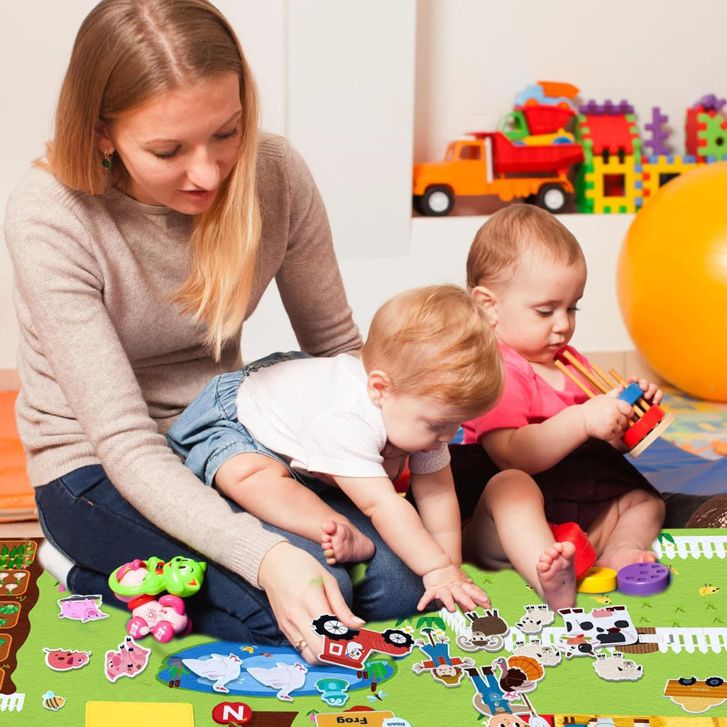 Farm Animals Felt Story Board Set Storytelling Early Learning Interactive Play Kit Wall Hanging Puzzle Toys for Toddlers Gifts