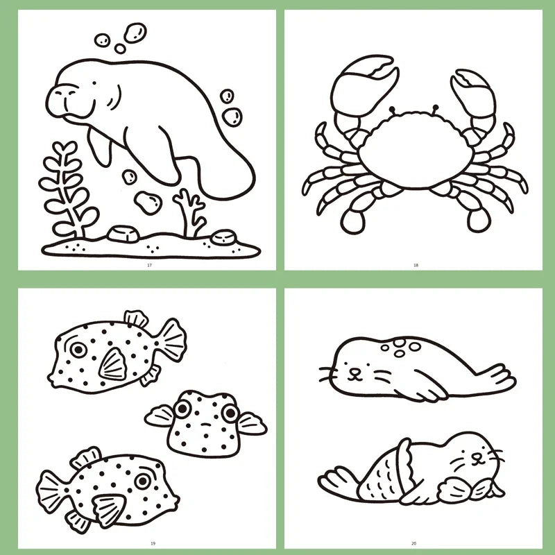 1 Book, 24-page Fun Coloring Book, Animal World, Girl's Time, Ocean Animal Theme, Children and Adult Drawing Picture Book