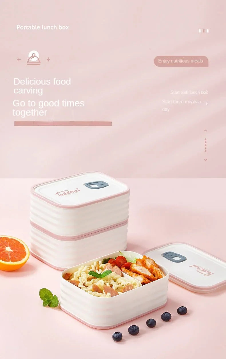 Bento Lunch Box  Sealed Leak Proof Cute Anti Drop Safe for Students Suitable for Microwave Heating Children's Lunch Box