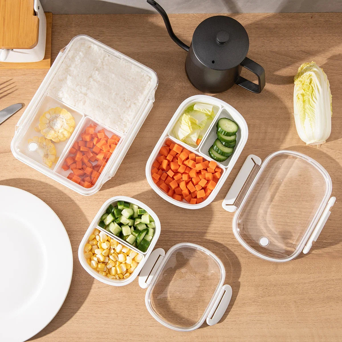 1pc-Bento Box Lunch Box, Leak-Proof Portable Large Capacity Lunch Box, Microwave Safe Bento Box For Work School Camping