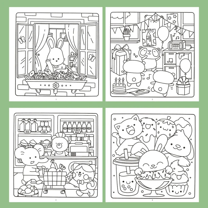 1 Book, 24-page Fun Coloring Book, Animal World, Girl's Time, Ocean Animal Theme, Children and Adult Drawing Picture Book