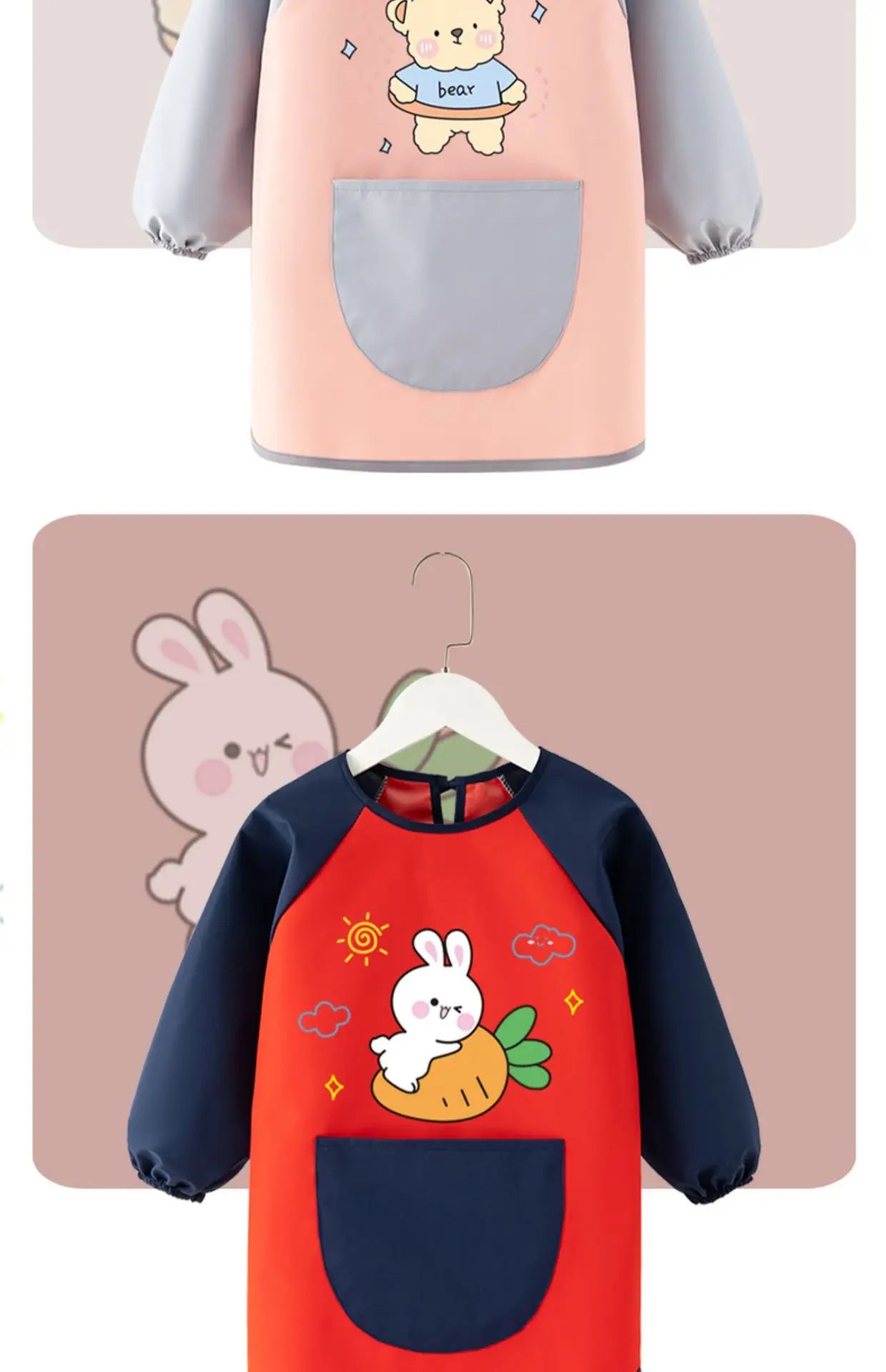 Baby Bib Painting Bib Waterproof Girl Painting Protective Clothing Boy Kitchen Kindergarten Eating Baby Gown