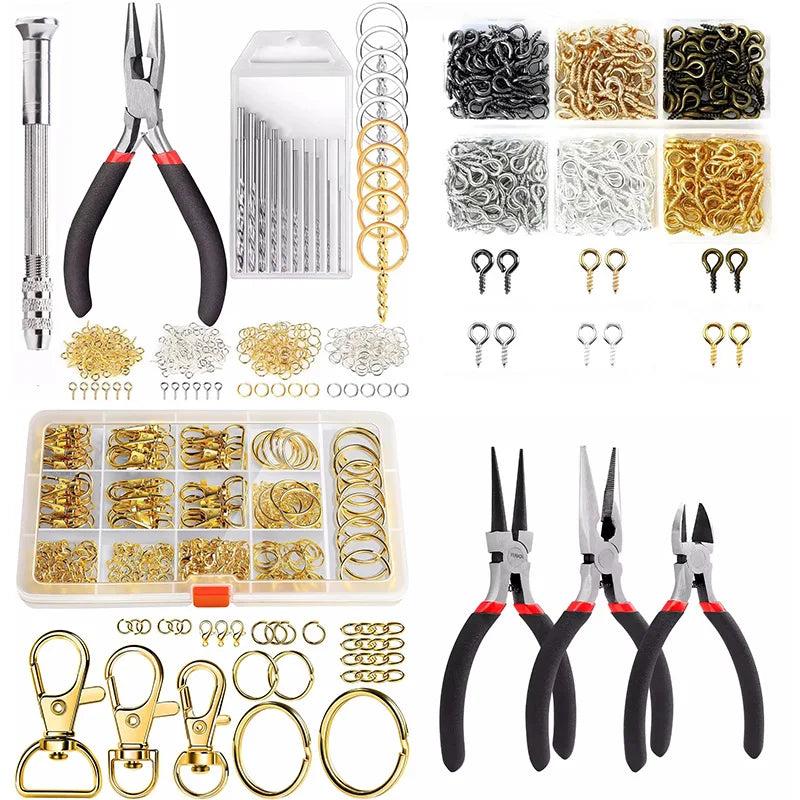 Keychain Making Kit - Keychain Clip with Key Ring Lobster Claw Clasp, Swivel Snap Hook, Jumprings & Extender Chain for Craft DIY