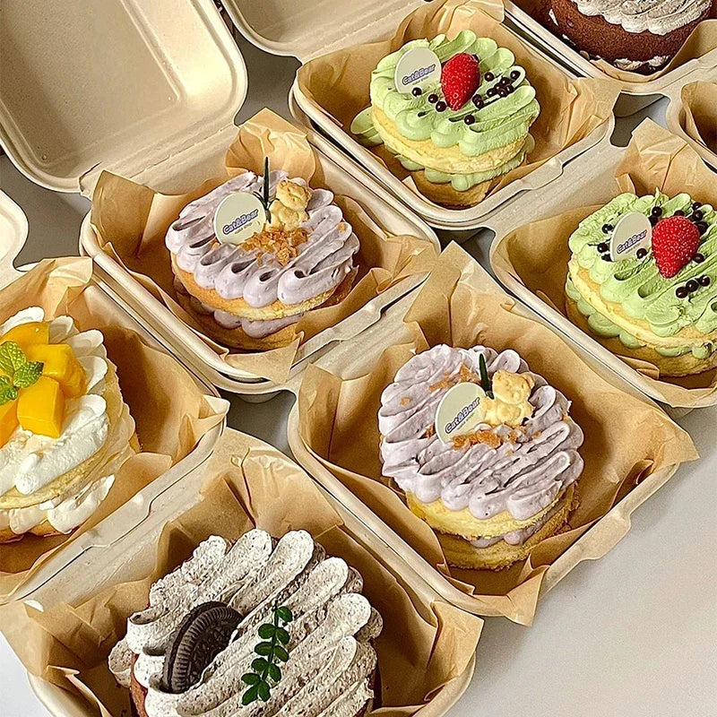 10/20pcs Disposable Bento Food Containers Biodegradable Baking Dessert Cake Bowl Burger Snack Boxes Microwavable Office Lunchbox