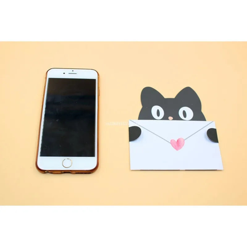 9pcs Cartoon Gifts Card Folded Envelope Greeting Card Cute Animals Holiday Wishes Postcards for Kids Birthday Baby Shower Decor