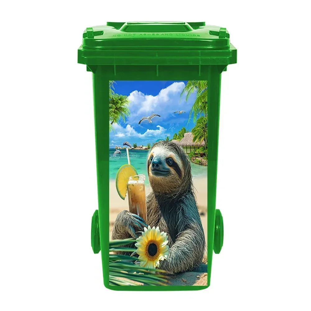 Cute Animal Outdoor Trash Can Decoration Self-adhesive Waterproof Stickers Litter Bins Renovation Cover Decal Garbage Bin Mural