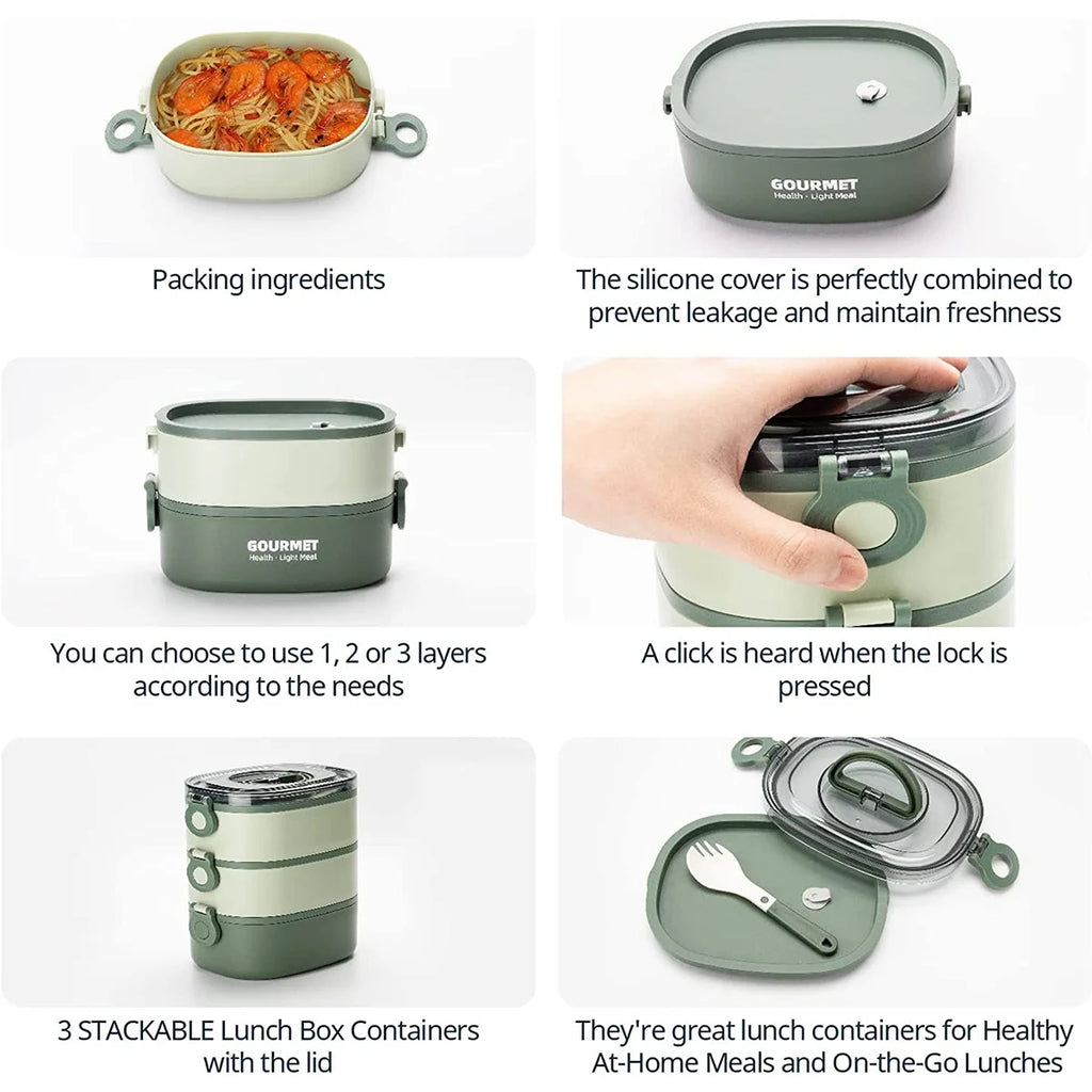 ABKJ-Bento Box Adult Lunch Box, Leak-Proof, Stacking Bento Box Lunch Box,Portable Food Container Storage Boxes