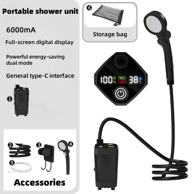 Outdoor shower unit - Portable electric shower head, suitable for bathing in camping, construction sites and dormitories, etc.