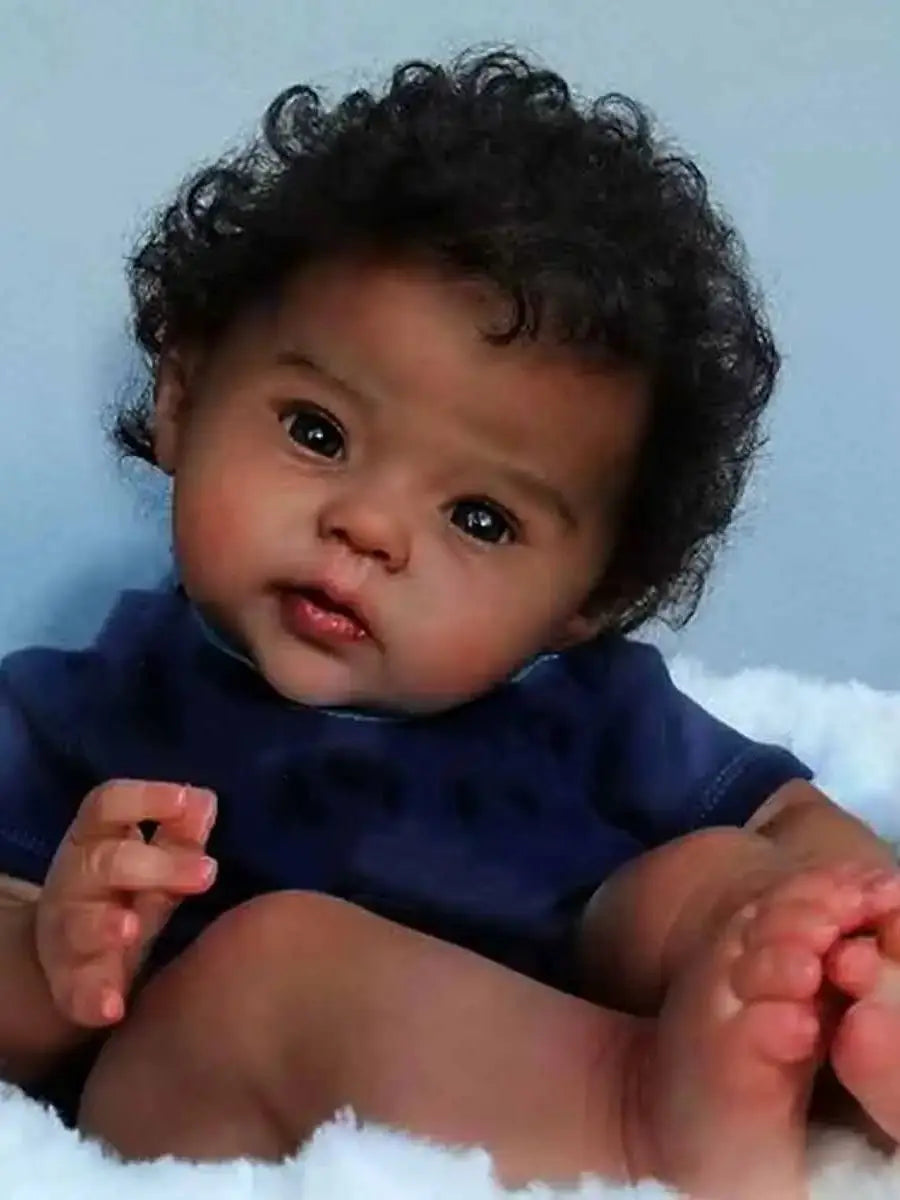 Reborn Baby Doll Black Baby Doll Soft Body And Curly Hair Realistic Newborn Baby Doll Real Life Baby Doll Cloth Body