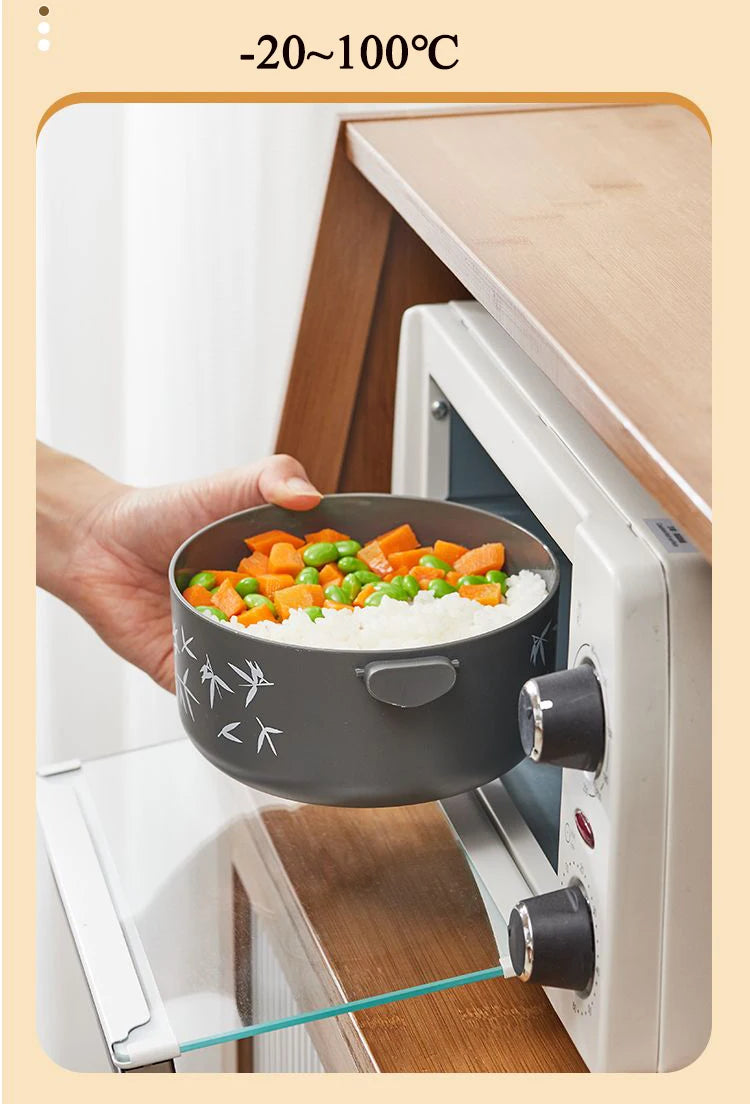 Stackable Bento Box Portable Cute Cartoon Children Lunch Box Double Layer Food Storage Container Eyeglass Bear Thermal Bento Box