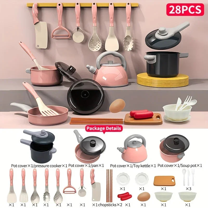 Interactive Kids Kitchen Set with Realistic Cooking Tools and Accessories for Creative Role Play at Home for Boys and Girls